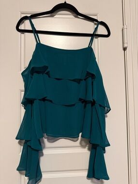 BCBGeneration Teal Tiered Ruffle Spaghetti Strap Camisole